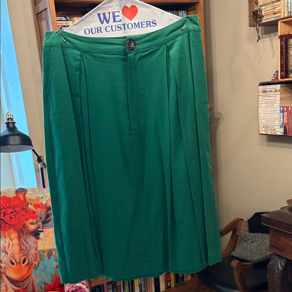 Who What Wear Emerald Green Pleated A-Line Skirt